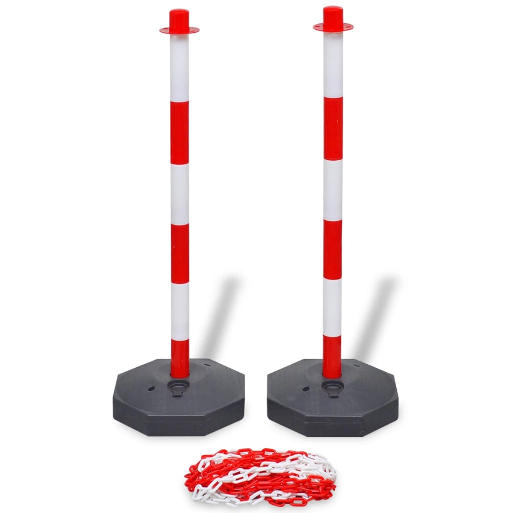 VidaXL Set van 4 kettingpalen en 2 kunststof kettingen van 10 mtr