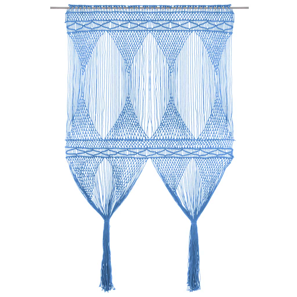 Vidaxl gordijn macramé 140x240 cm katoen blauw