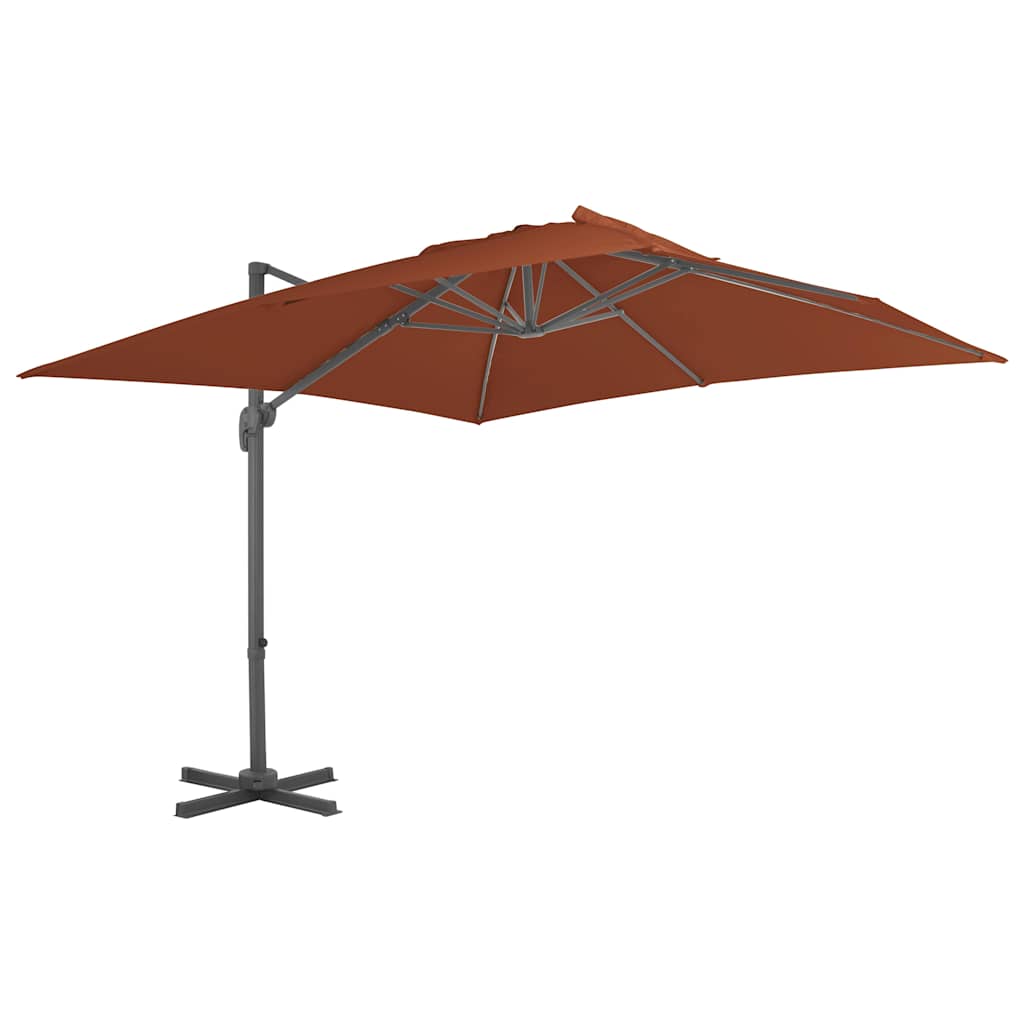 Vidaxl zwevende parasol met aluminium paal terracotta 400x300 cm