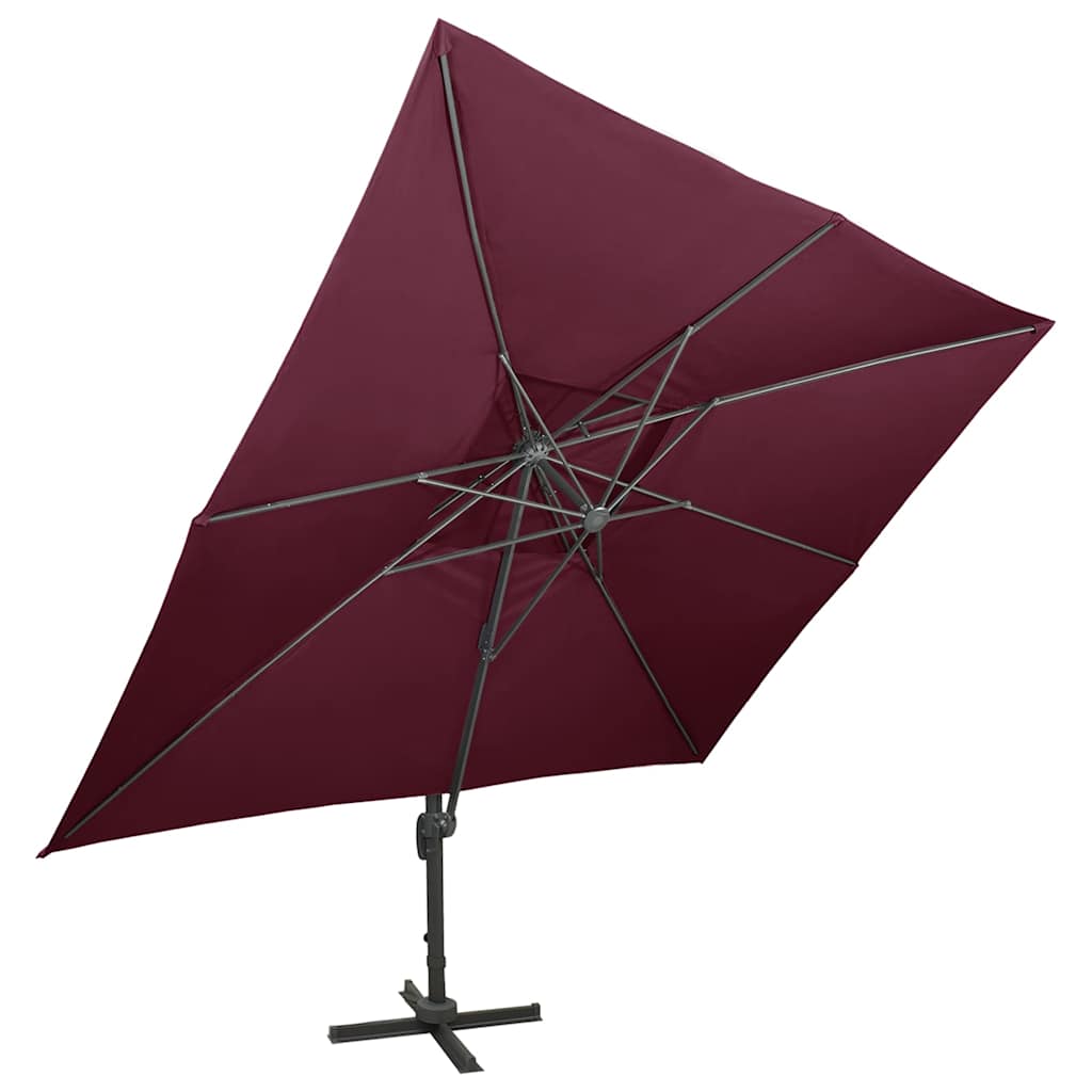 Vidaxl zwevende parasol met dubbele bovenkant bordeauxrood 400x300 cm