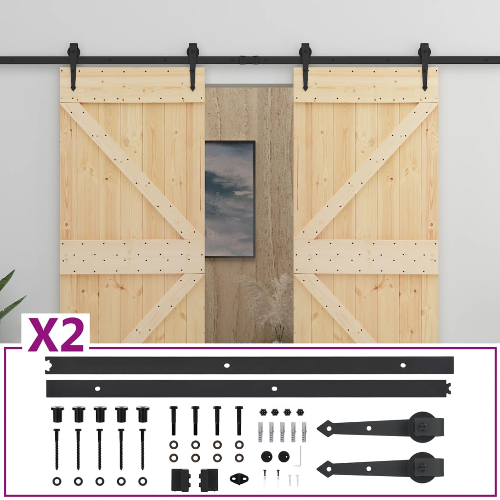 VidaXL Schuifdeur met beslag 100x210 cm massief groenhout