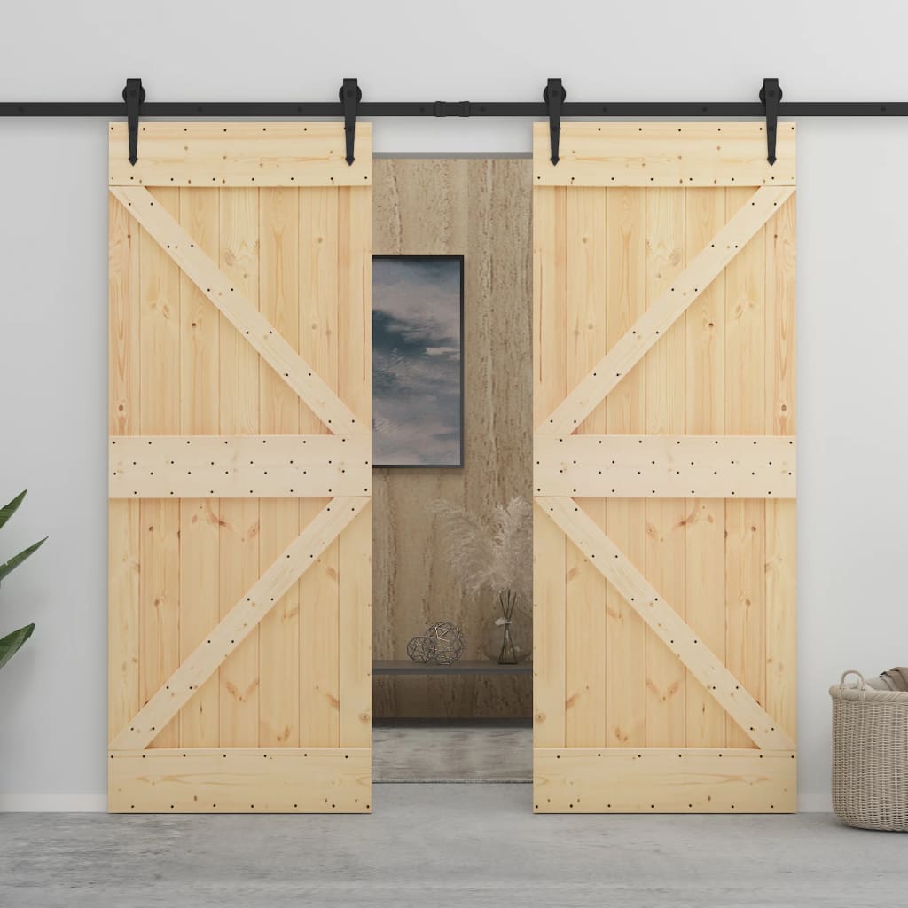 VidaXL Schuifdeur met beslag 100x210 cm massief groenhout
