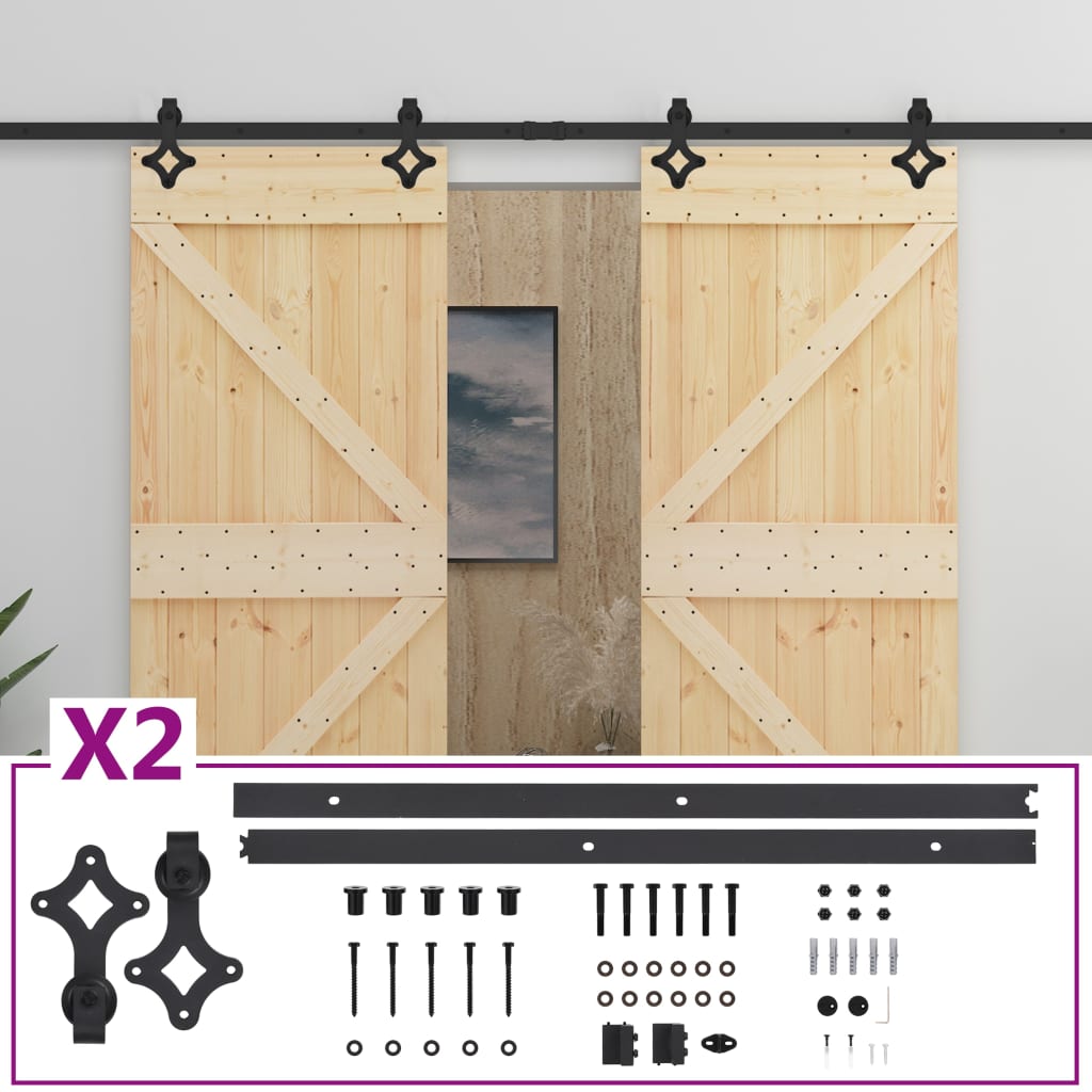 VidaXL Schuifdeur met beslag 100x210 cm massief groenhout