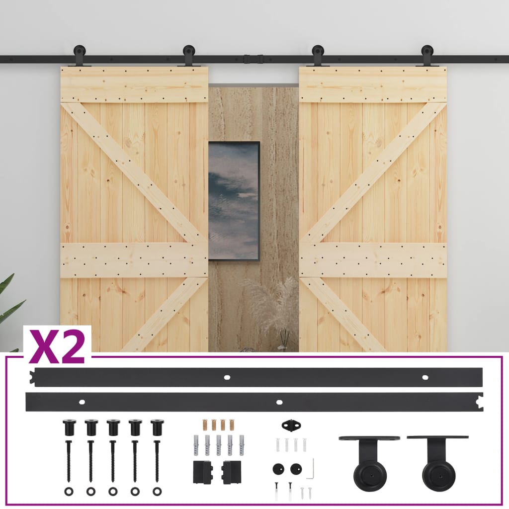 VidaXL Schuifdeur met beslag 100x210 cm massief groenhout