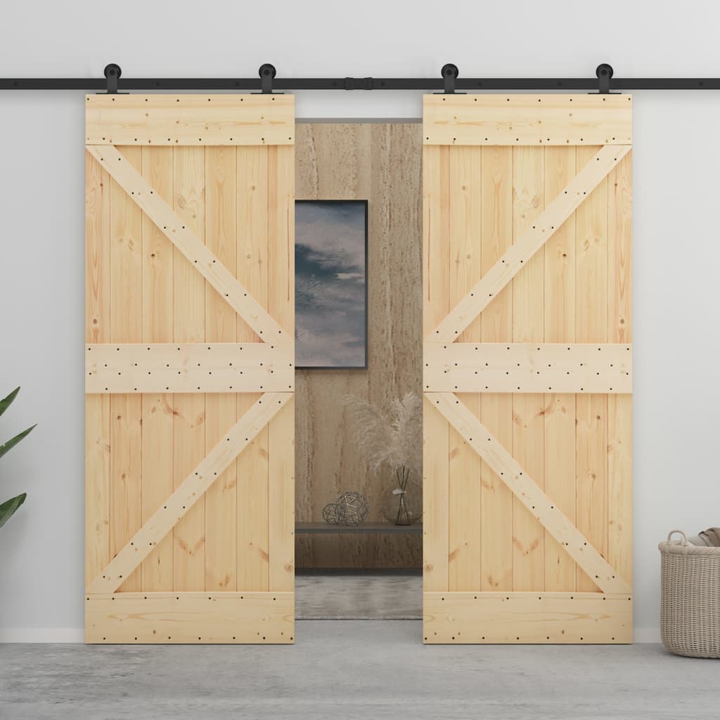 VidaXL Schuifdeur met beslag 100x210 cm massief groenhout