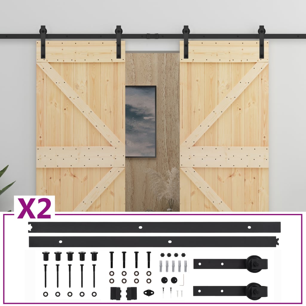 VidaXL Schuifdeur met beslag 100x210 cm massief groenhout