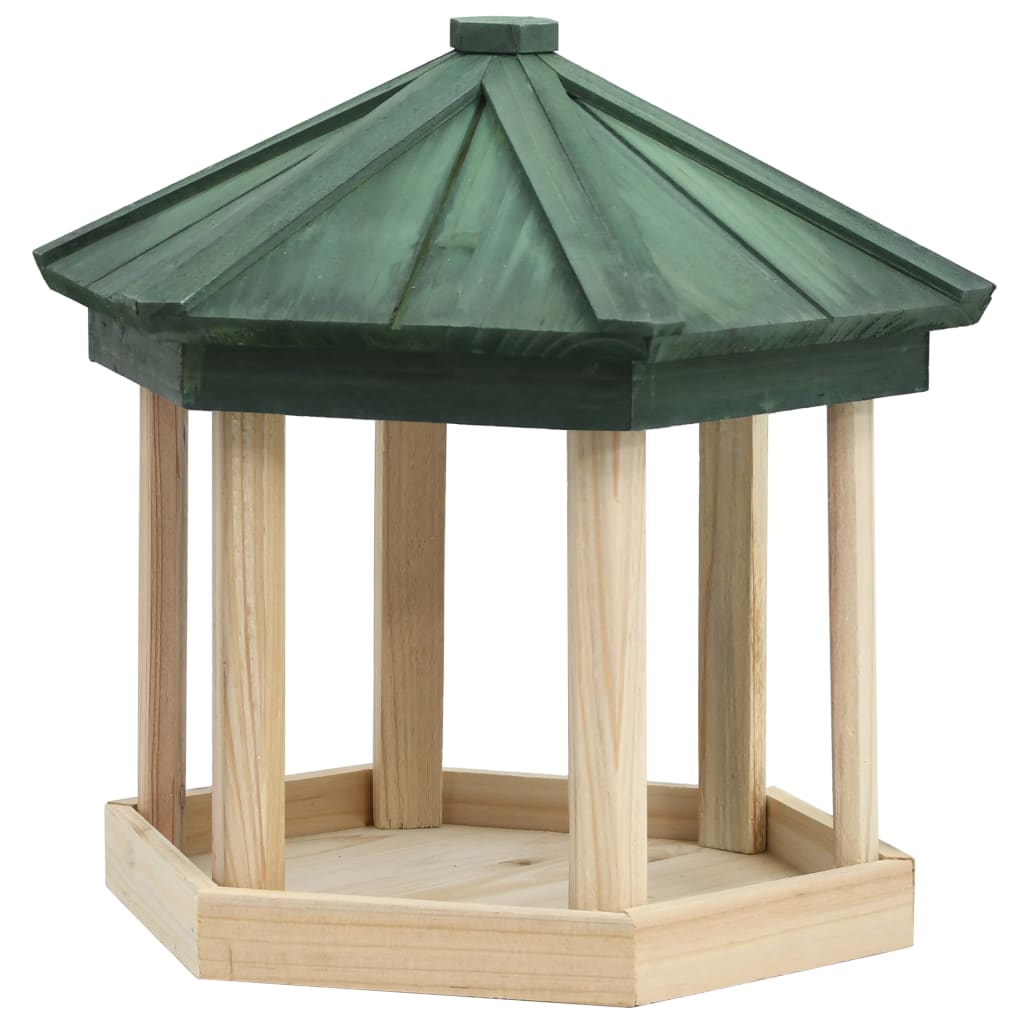 VidaXL Vogelvoeder achthoekig 33x30 cm massief vuurhout