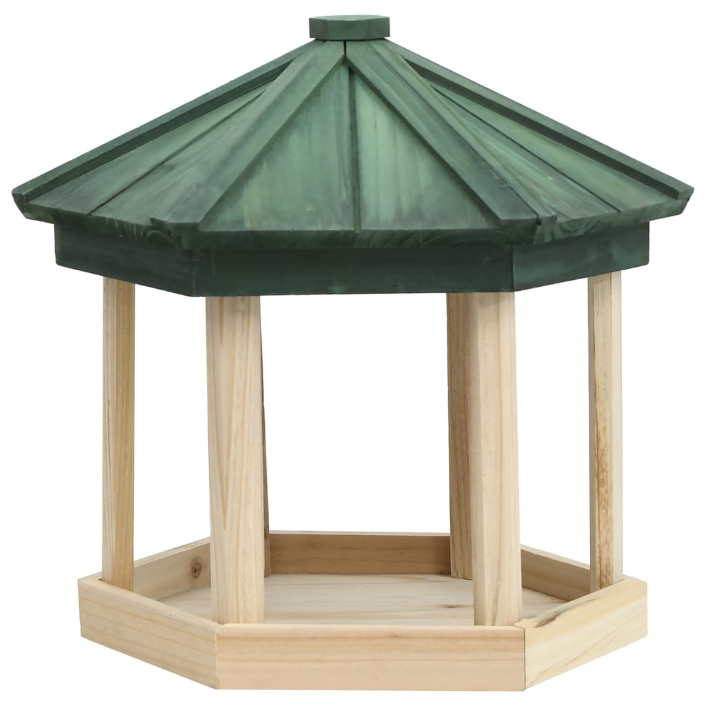 VidaXL Vogelvoeder achthoekig 33x30 cm massief vuurhout