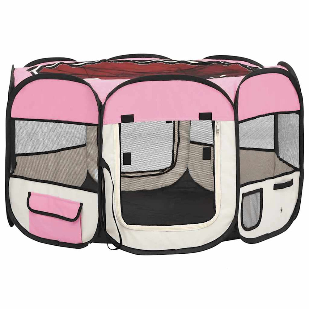 Vidaxl hondenren inklapbaar met draagtas 110x110x58 cm roze
