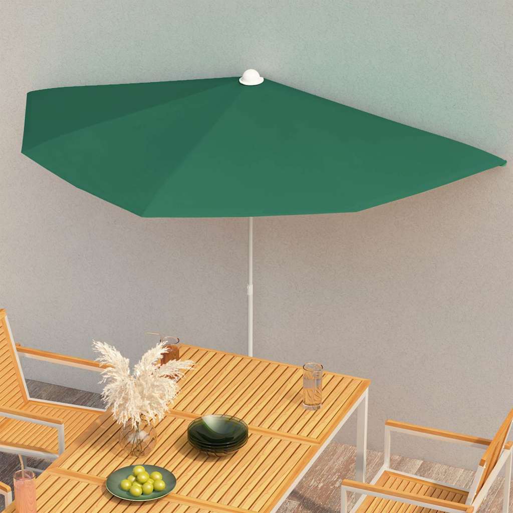 Vidaxl parasol half met paal 180x90 cm groen