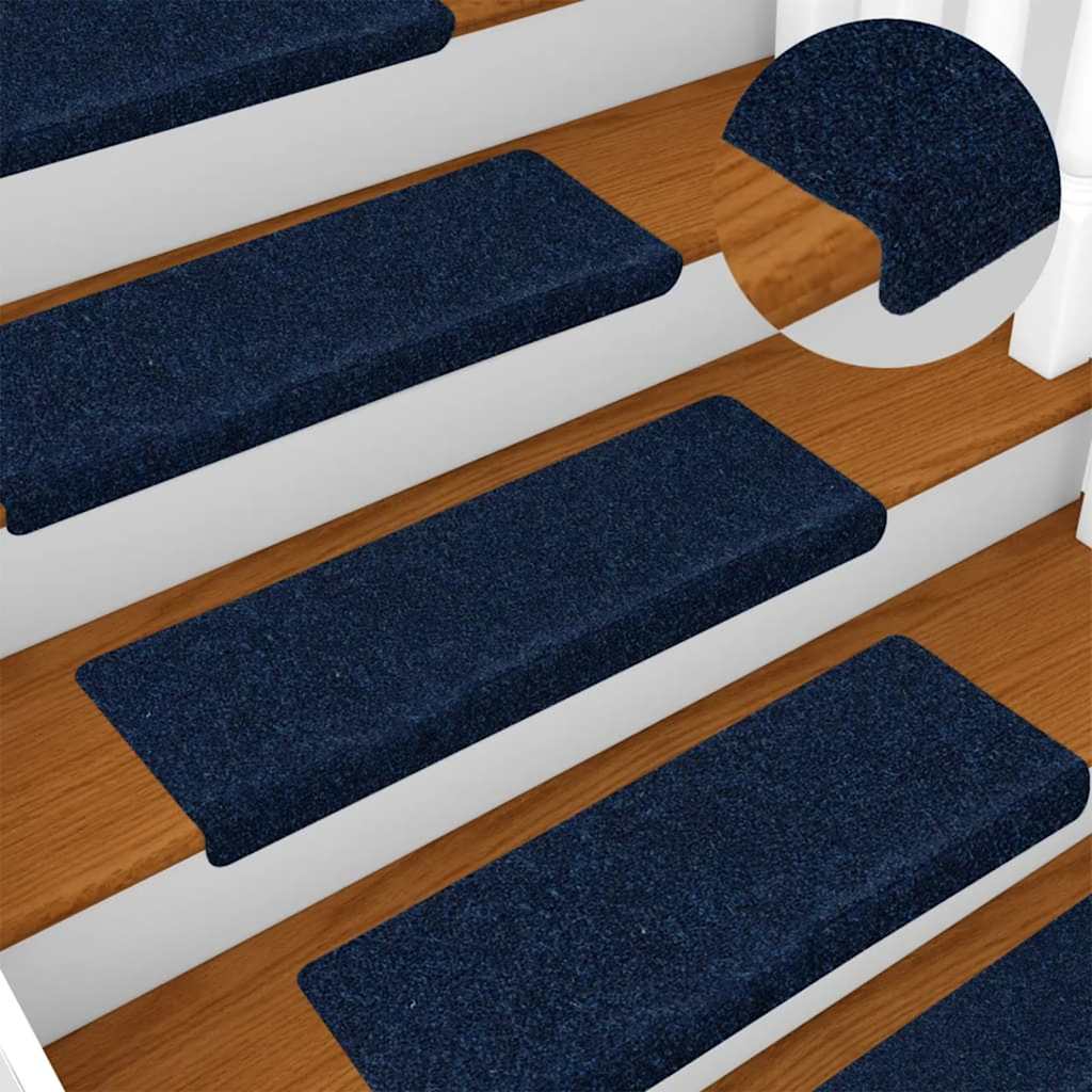 Vidaxl trapmatten zelfklevend 15 stuks 65x21x4 cm marineblauw met rechthoekige rand