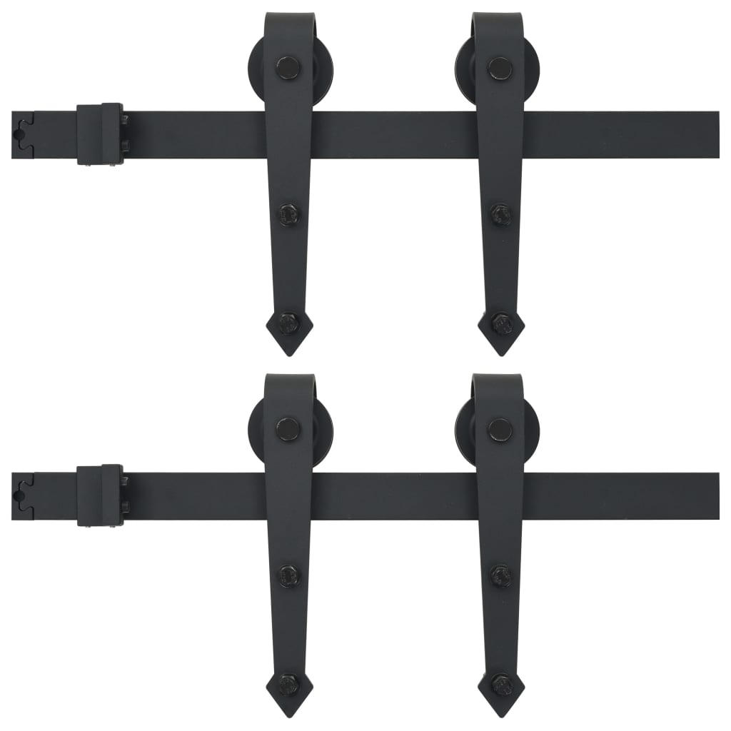 Vidaxl hardwaresets voor schuifdeuren 2 st 200 cm staal zwart