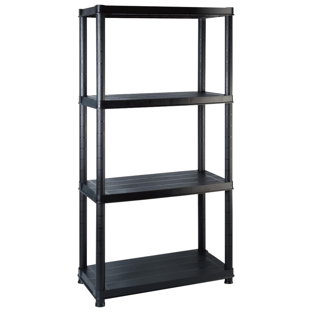 Vidaxl opbergrek 4-laags 122x30,5x130 cm kunststof zwart