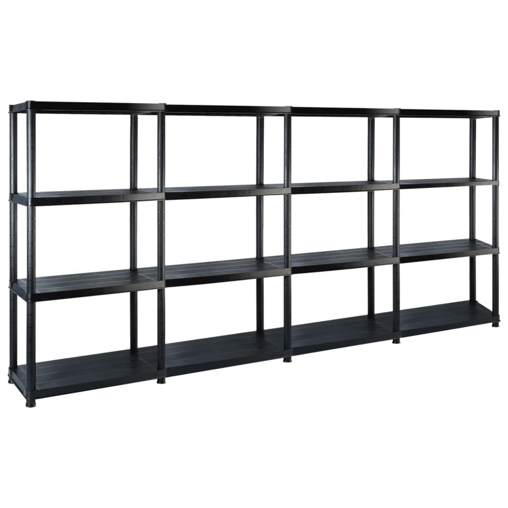 Vidaxl opbergrek 4-laags 244x30,5x130 cm kunststof zwart