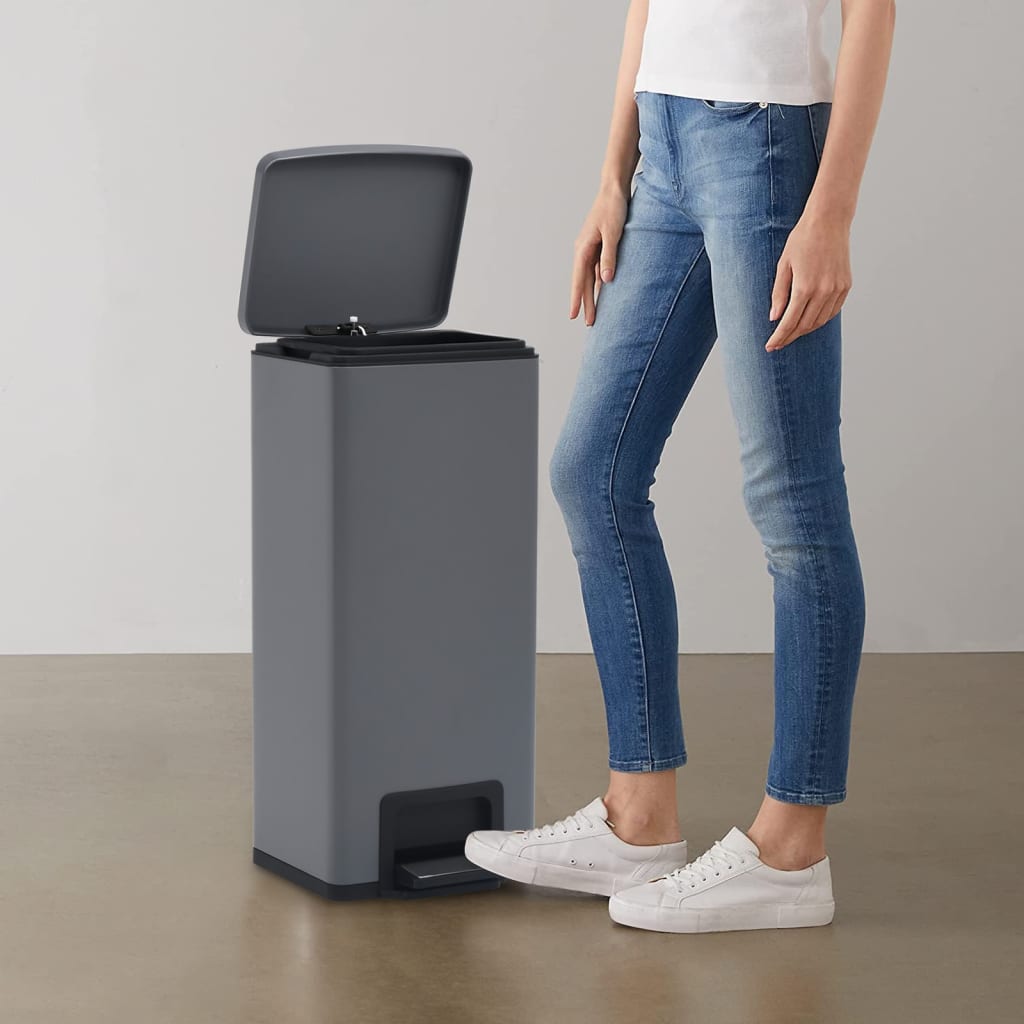 Vidaxl pedaalemmer met anti-vingerafdruk 30 l RVS grijs