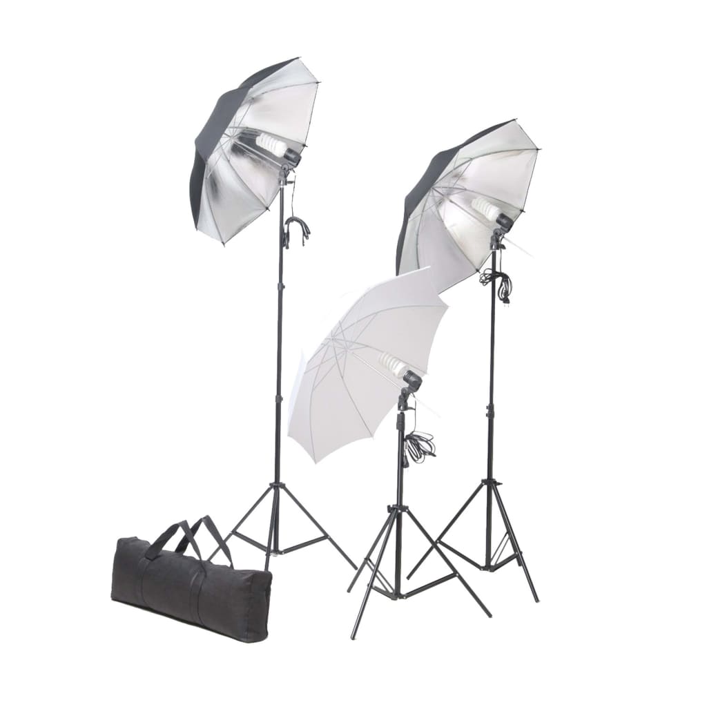 VidaXL Fotostudioset met lampen, paraplu's, achtergrond en reflector