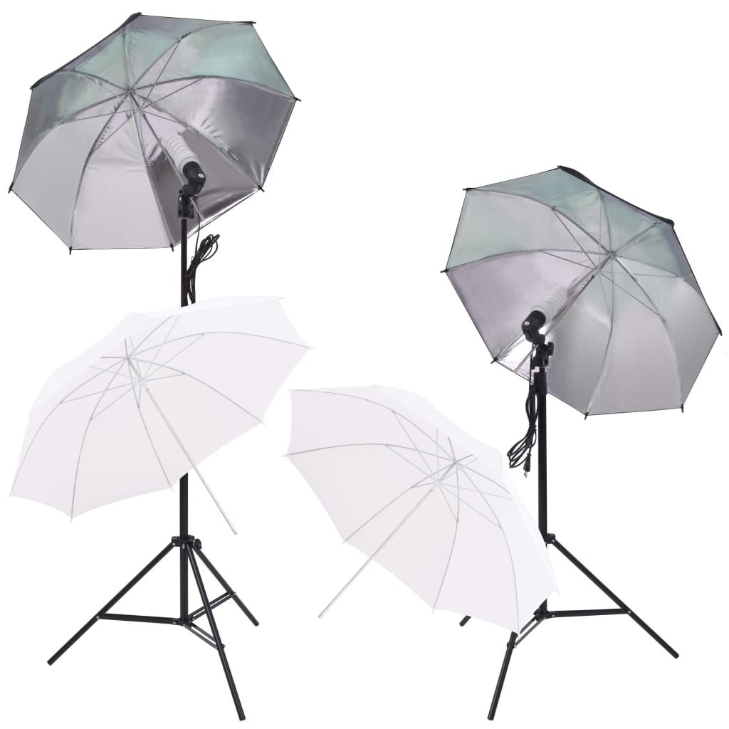VidaXL Fotostudioset met softboxlampen paraplu's achtergrondreflector