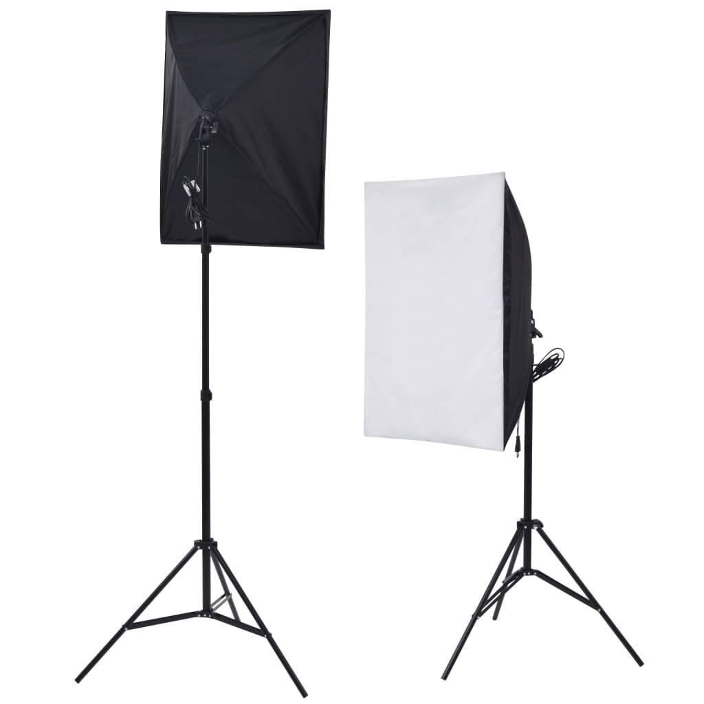 VidaXL Fotostudioset met softboxlampen paraplu's achtergrondreflector