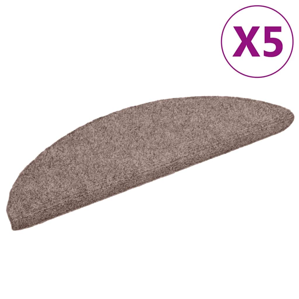 Vidaxl trapmatten zelfklevend 5 stuks 56x17x3 cm bruin halfrond