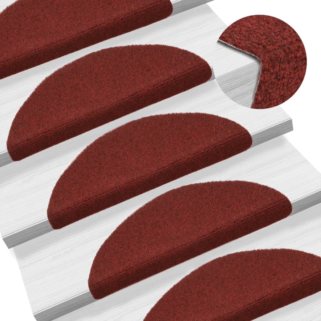 Vidaxl trapmatten zelfklevend 5 stuks 56x17x3 cm bordeaux rood halfrond