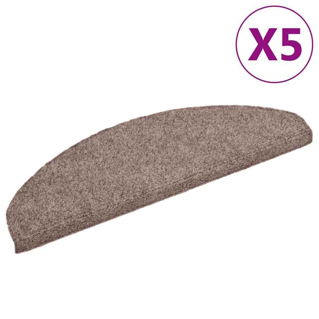 Vidaxl trapmatten zelfklevend 5 stuks 65x21x4 cm lichtbruin halfrond groot