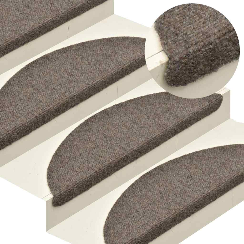 Vidaxl trapmatten zelfklevend 5 stuks 65x21x4 cm beige halfrond groot