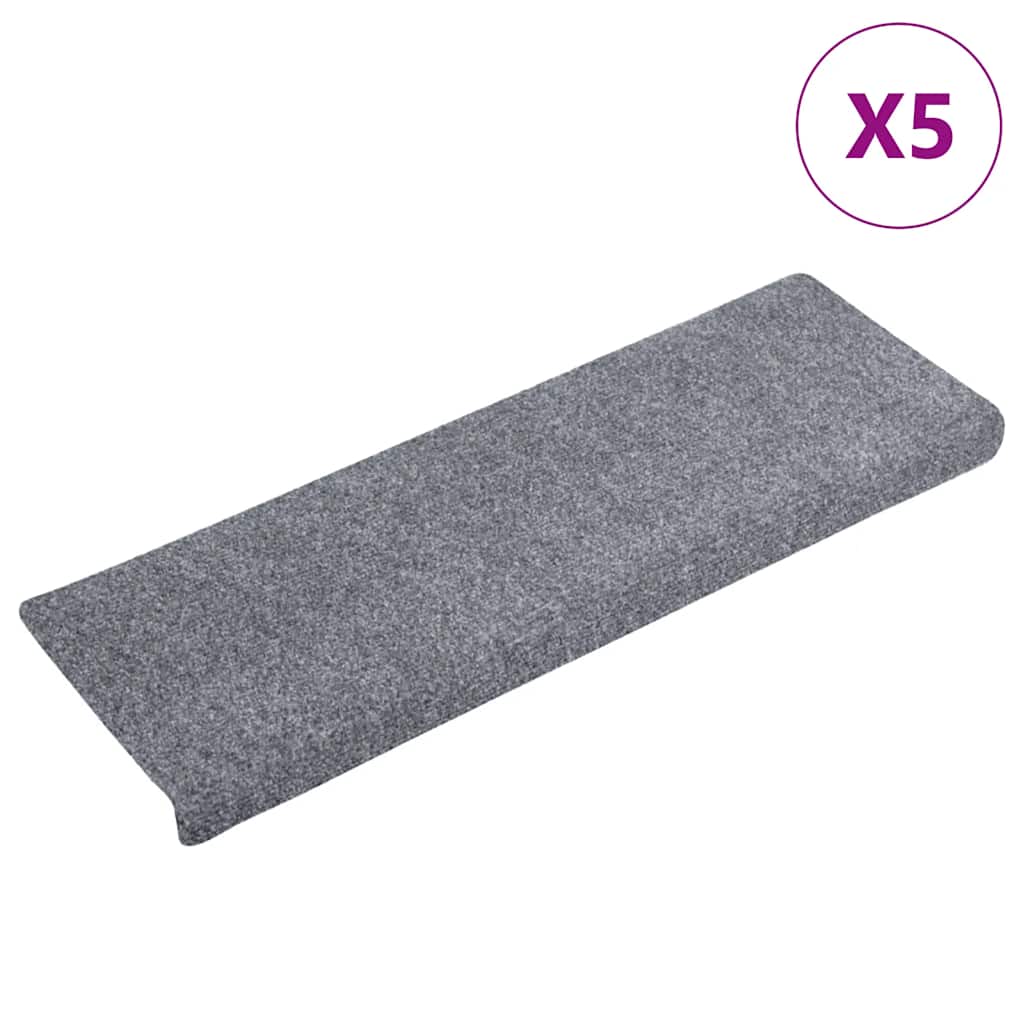 Vidaxl trapmatten zelfklevend 5 stuks 65x21x4 cm lichtgrijs rechthoekige rand