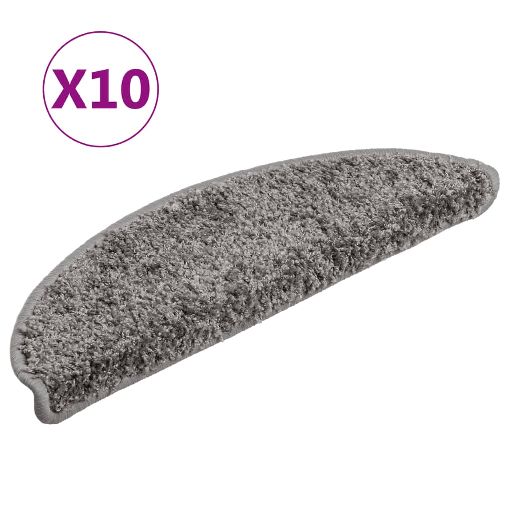 Vidaxl trapmatten 10 st 56x17x3 cm grijs halfrond
