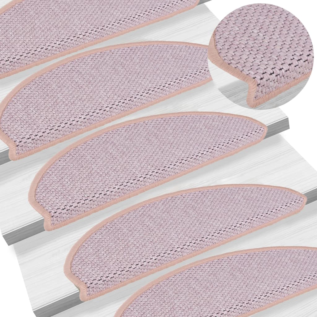 Vidaxl trapmatten zelfklevende 15 st sisal-look 56x17x3 cm roze