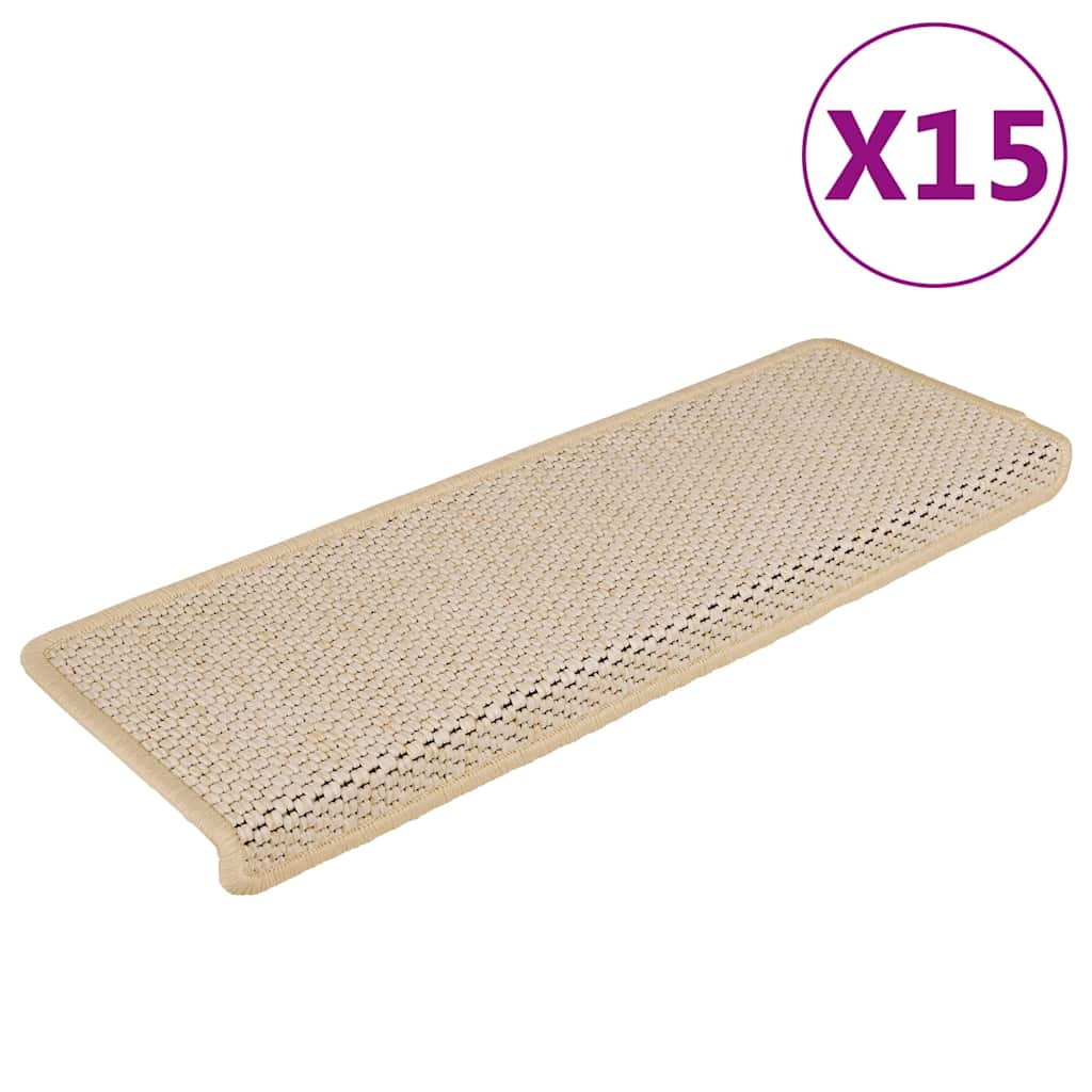 Vidaxl trapmatten zelfklevend 15 st sisal-look 65x21x4 cm berber