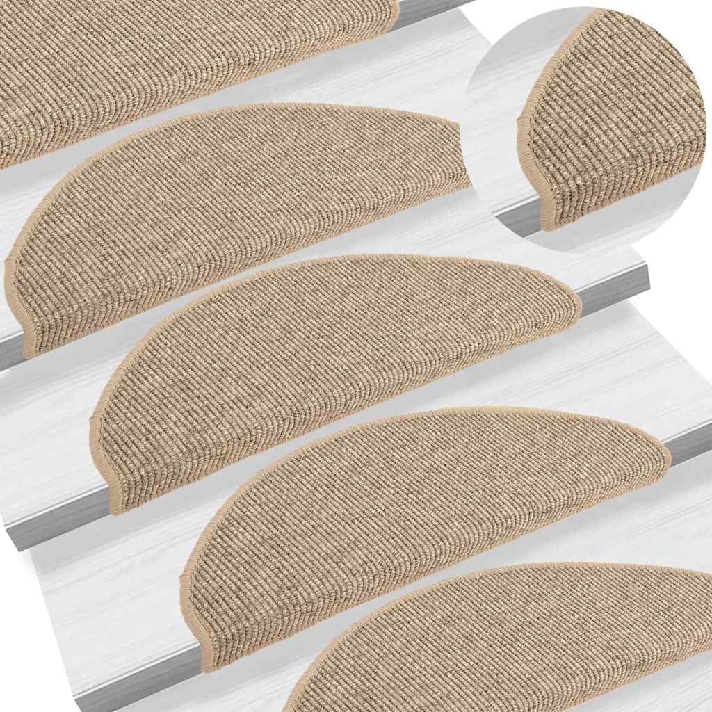 Vidaxl trapmatten 15 st 65x21x4 cm donkerbeige halfrond groot