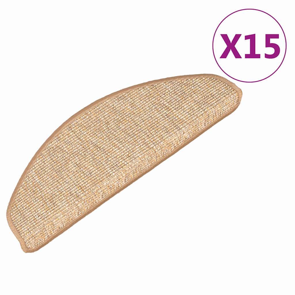 Vidaxl trapmatten 15 st 65x21x4 cm lichtbruin halfrond groot