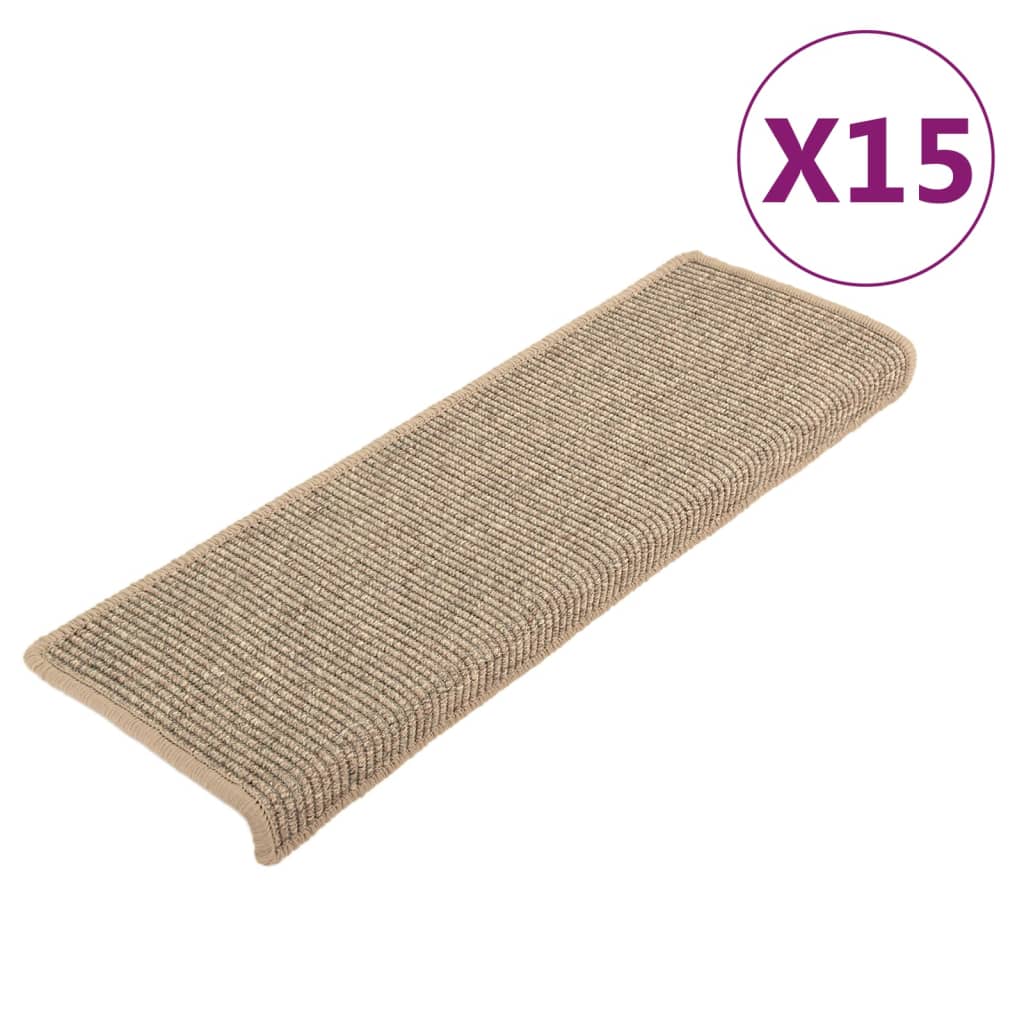 Vidaxl trapmatten 15 st 65x21x4 cm donkerbeige rechthoekige rand