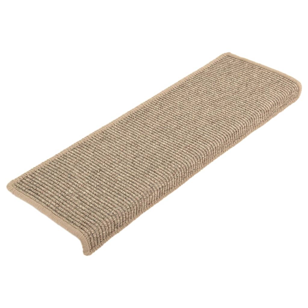 Vidaxl trapmatten 15 st 65x21x4 cm donkerbeige rechthoekige rand