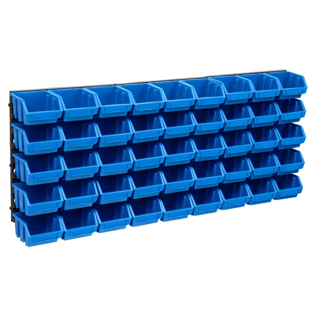 Vidaxl 48-delige opbergbakkenset met wandpanelen blauw en zwart