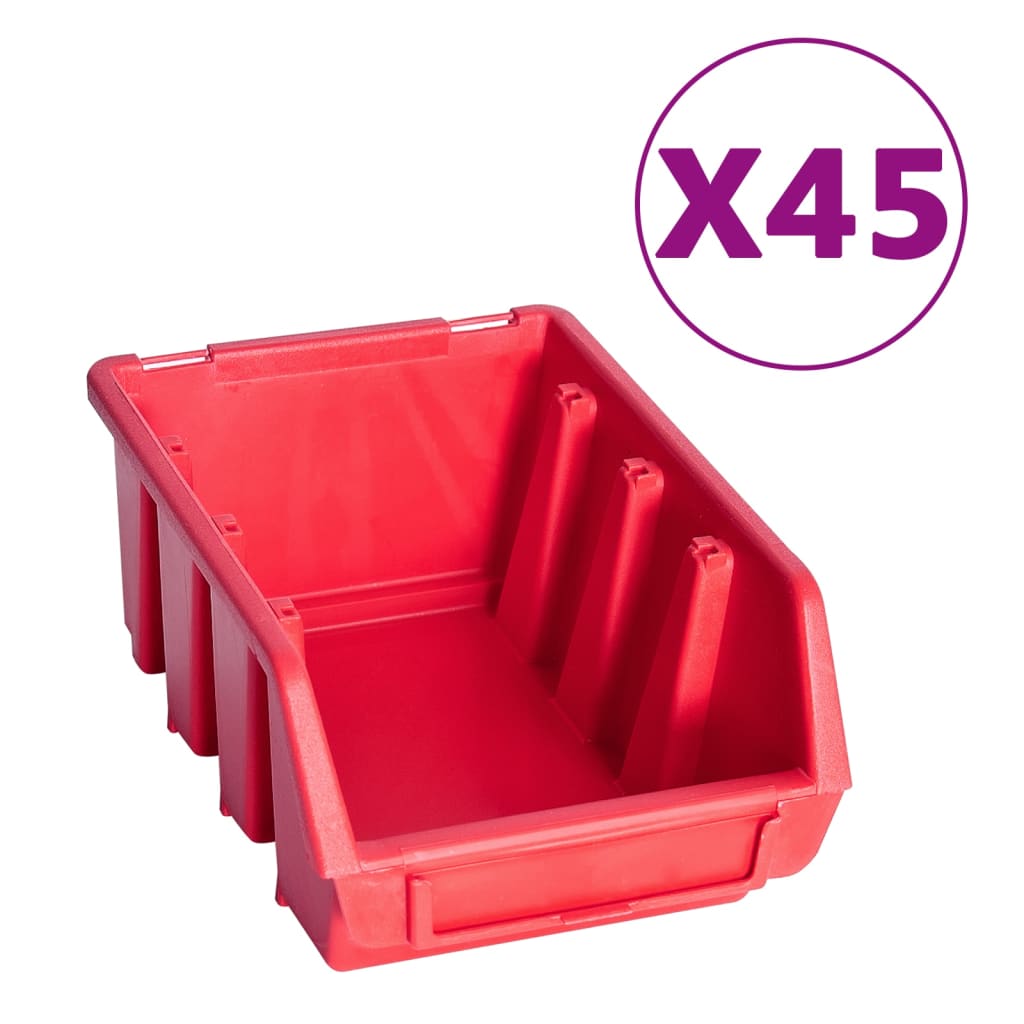 Vidaxl 96-delige opbergbakkenset met wandpanelen rood en zwart