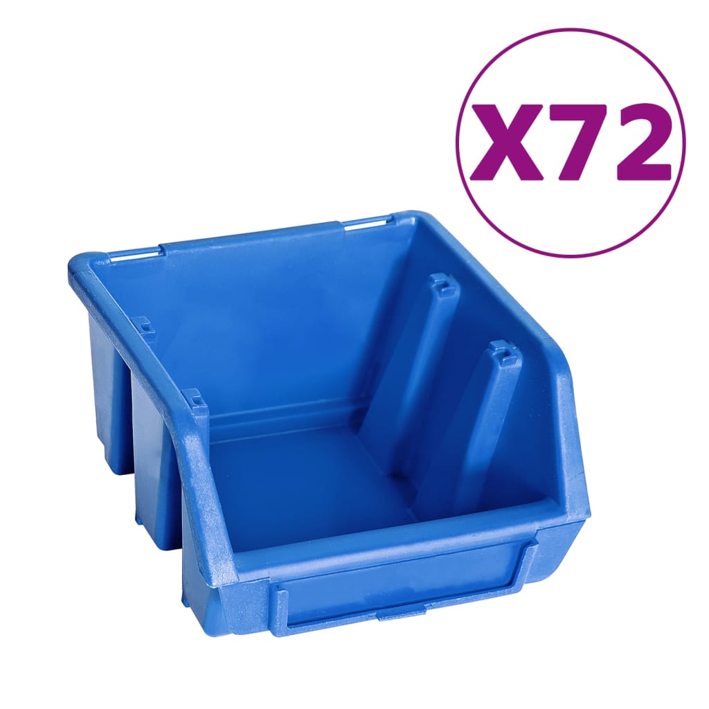 Vidaxl 128-delige opbergbakkenset met wandpanelen blauw en zwart