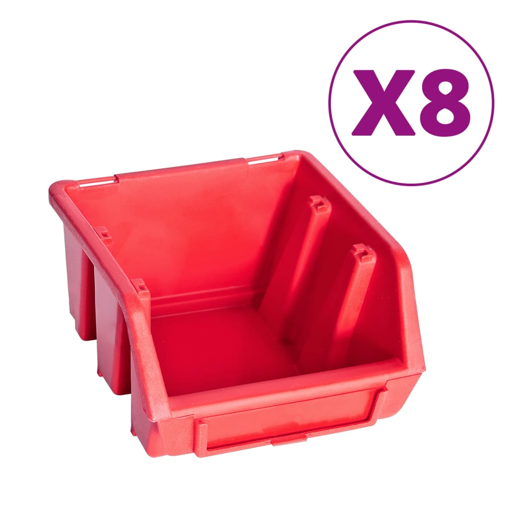 Vidaxl 39-delige opbergbakkenset met wandpanelen rood en zwart