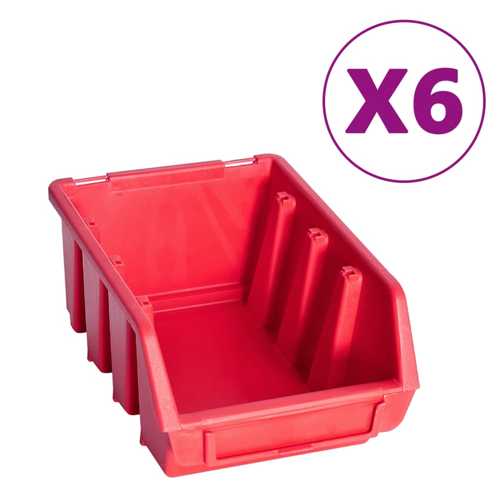 Vidaxl 39-delige opbergbakkenset met wandpanelen rood en zwart