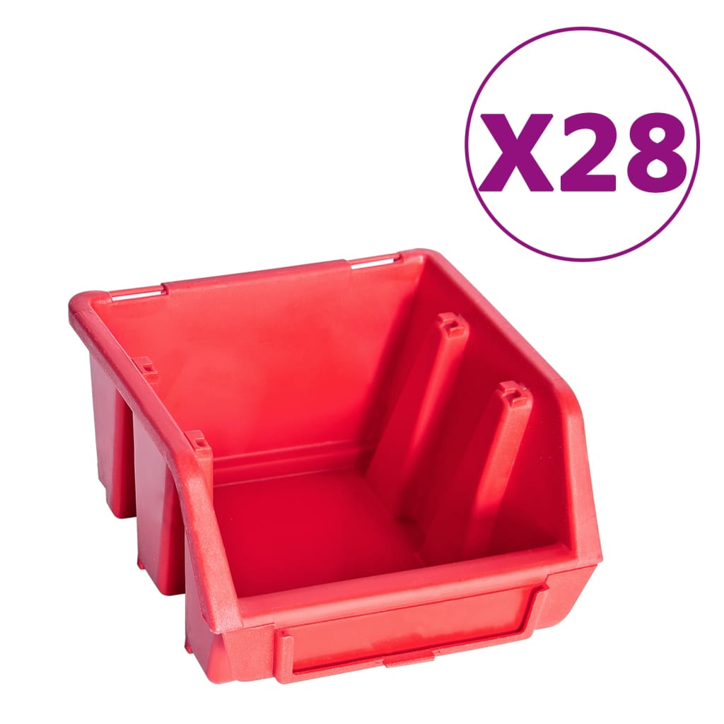 Vidaxl 141-delige opbergbakkenset met wandpanelen rood en zwart
