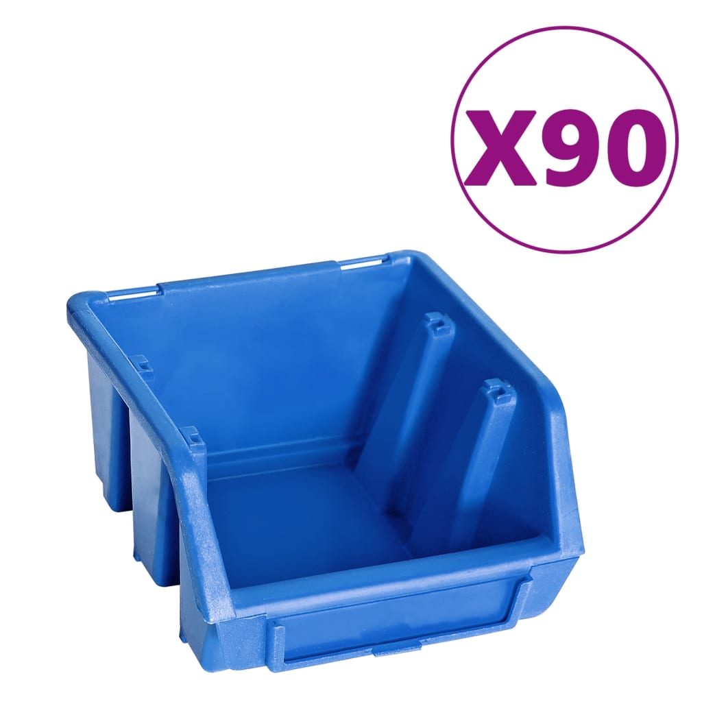 Vidaxl 96-delige opbergbakkenset met wandpanelen blauw en zwart