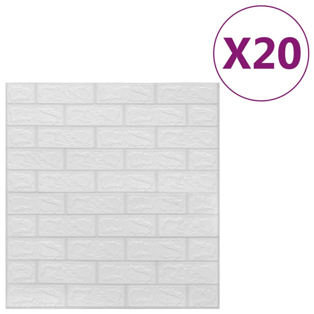 Vidaxl 3d-behang zelfklevend 20 st basis wit