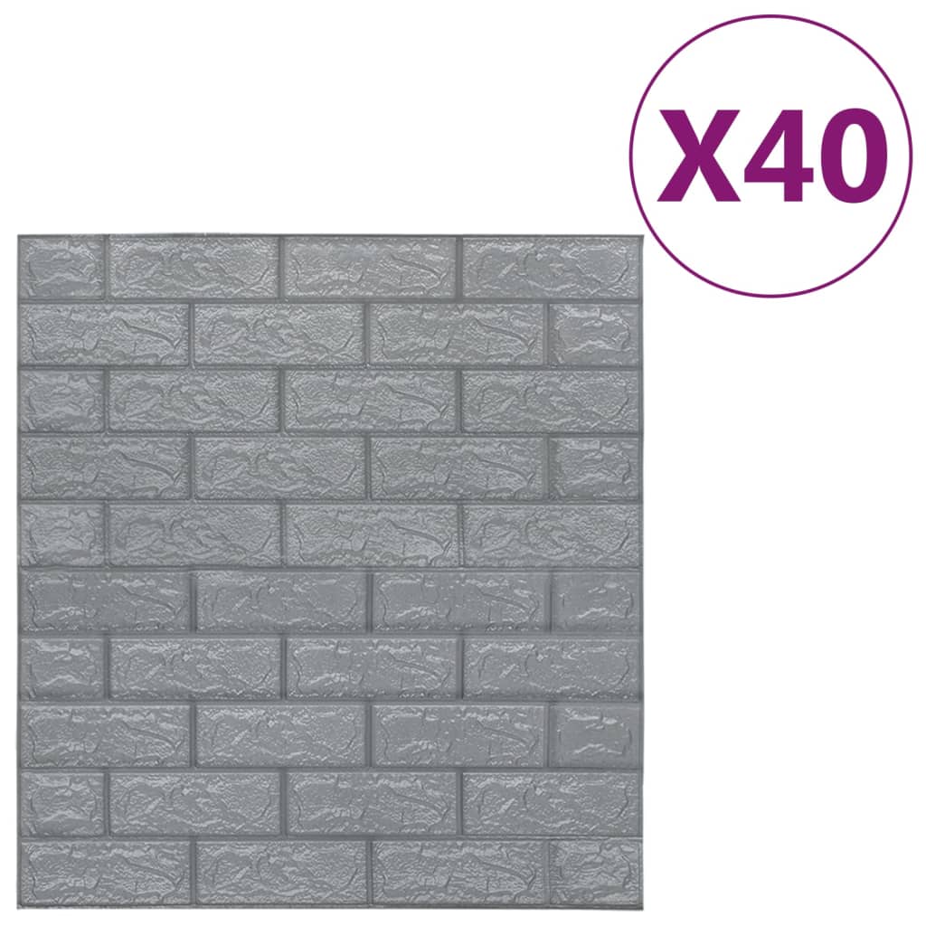 Vidaxl 3d-behang zelfklevend 40 st onderkant antracietkleurig