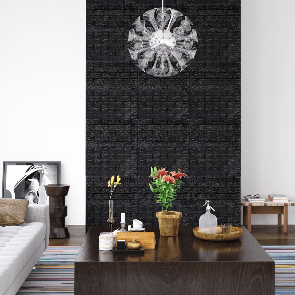Vidaxl 3d-behang zelfklevend 20 st onderkant zwart