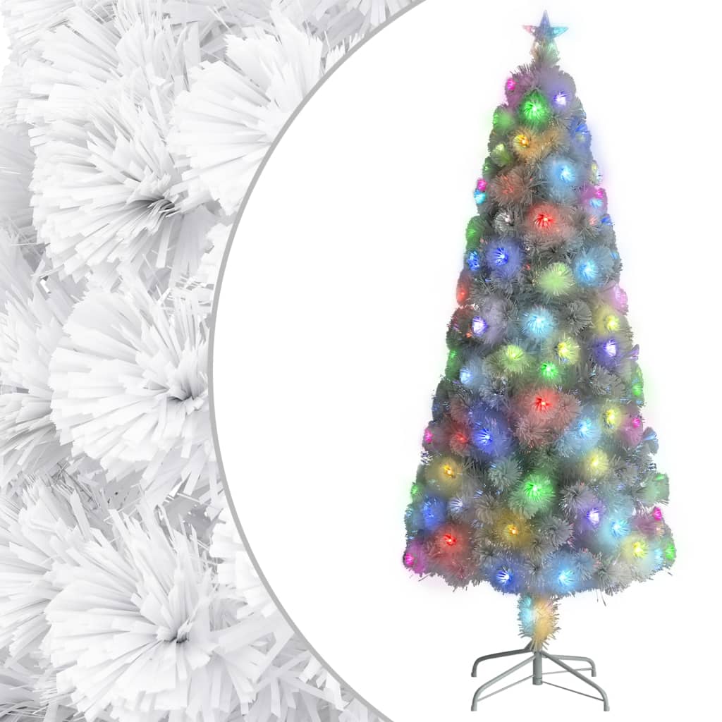 Vidaxl kunstkerstboom met verlichting 180 cm glasvezel wit