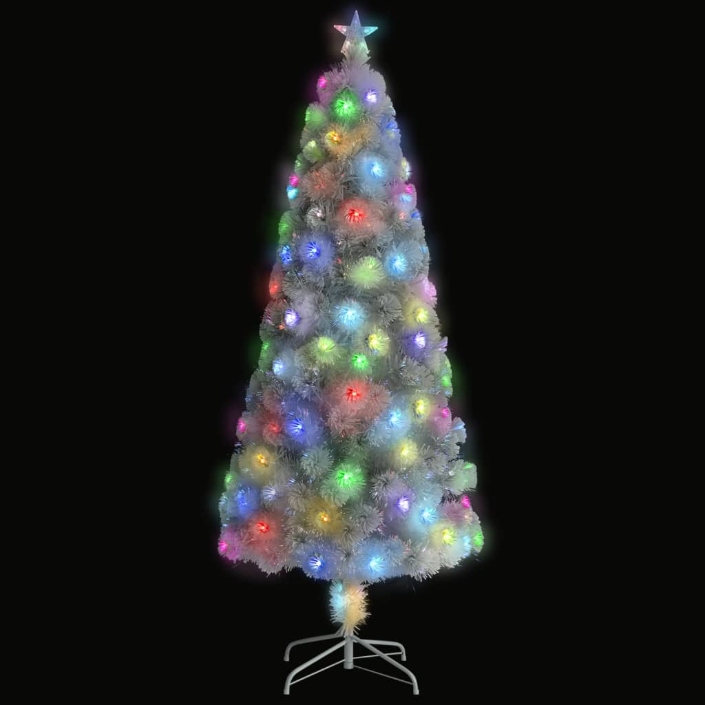 Vidaxl kunstkerstboom met verlichting 180 cm glasvezel wit