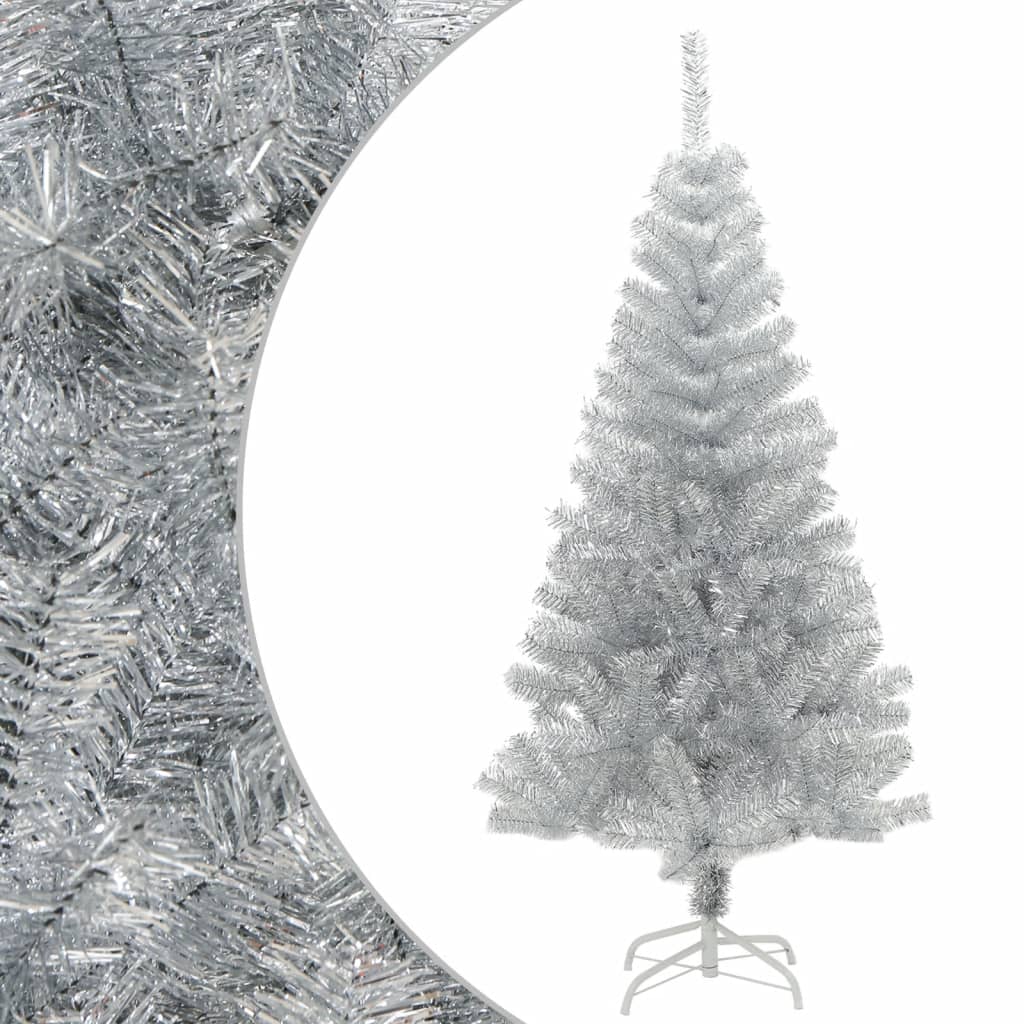 VidaXL Kunstkerstboom met standaard 120 cm PET zilverkleurig