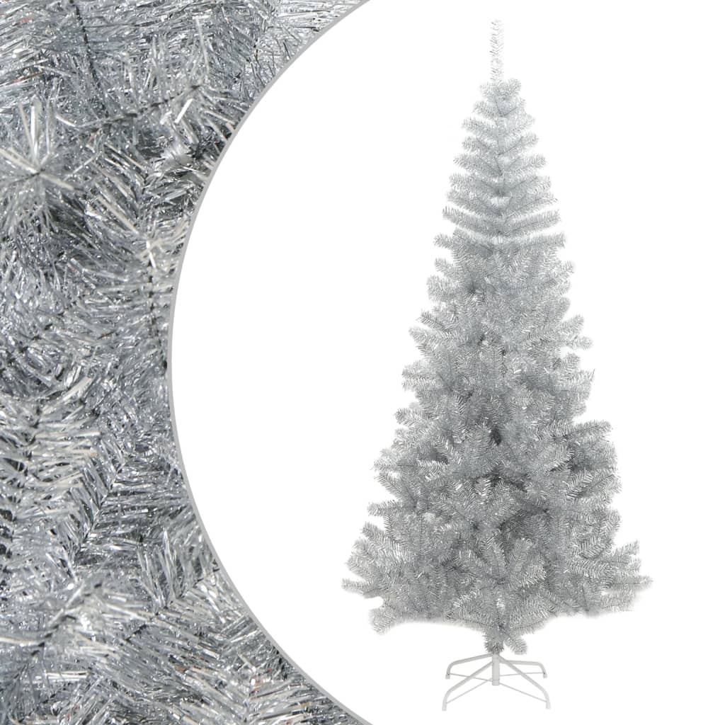 VidaXL Kunstkerstboom met standaard 240 cm PET zilverkleurig