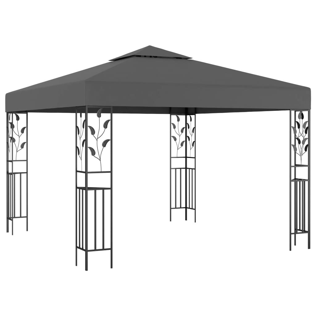 VidaXL Prieel met LED-lichtslinger 3x3m antracietkleurig