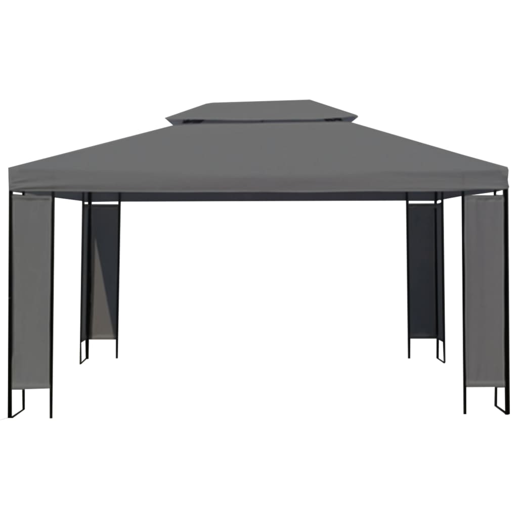 VidaXL Prieel met LED-lichtslinger 3x4m antracietkleurig